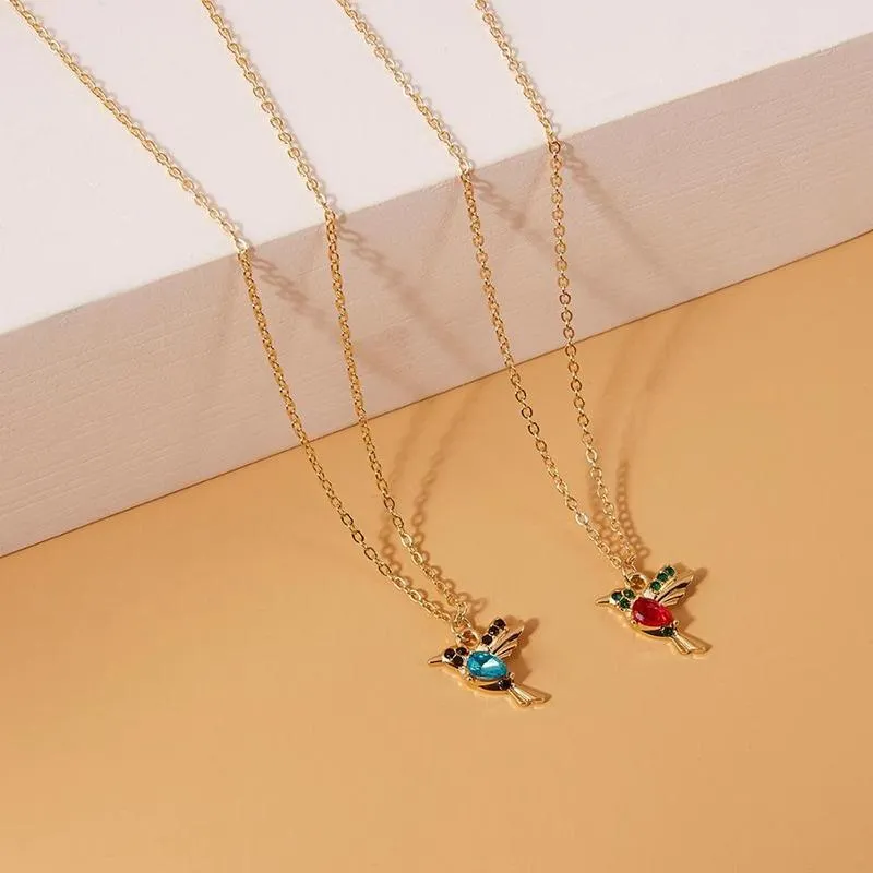 Lovely Rhinestone Hummingbird Pendant Necklaces