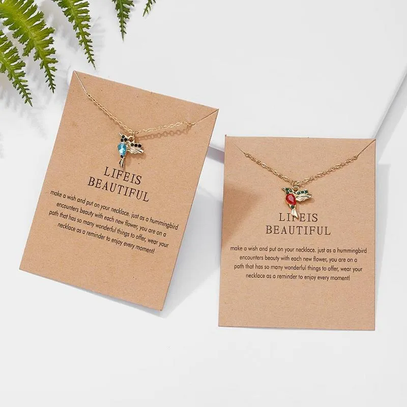 Lovely Rhinestone Hummingbird Pendant Necklaces