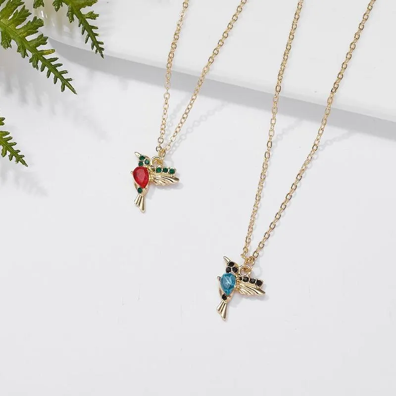 Lovely Rhinestone Hummingbird Pendant Necklaces
