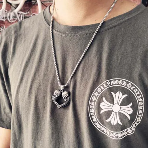 Loyal Love Skull Silver Pendant Necklace