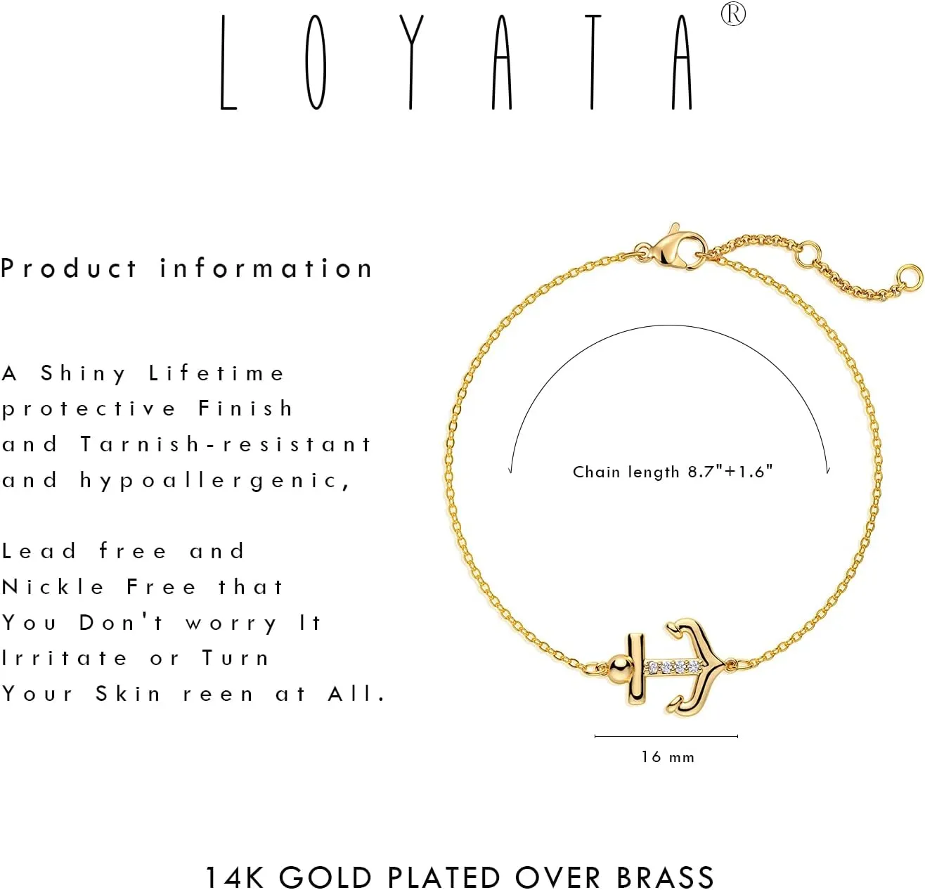 LOYATA Dainty Ankle Bracelet,14K Gold Plated Tiny Bead Anklet Dainty White Cubic Zirconia Cross Tassel Foot Chain Cute Lucky Moon Evil Eye Foot Jewelry Boho Anklets for Women