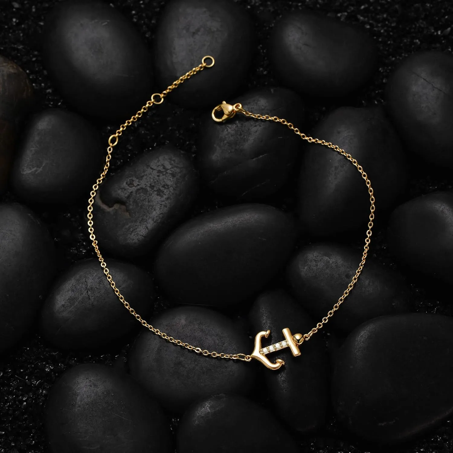 LOYATA Dainty Ankle Bracelet,14K Gold Plated Tiny Bead Anklet Dainty White Cubic Zirconia Cross Tassel Foot Chain Cute Lucky Moon Evil Eye Foot Jewelry Boho Anklets for Women