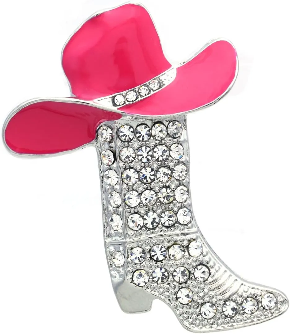 Lucky Charm Texas Western Cowboy Cowgirl Boots Brooch Hat Pin Charm Enamel Jewelry