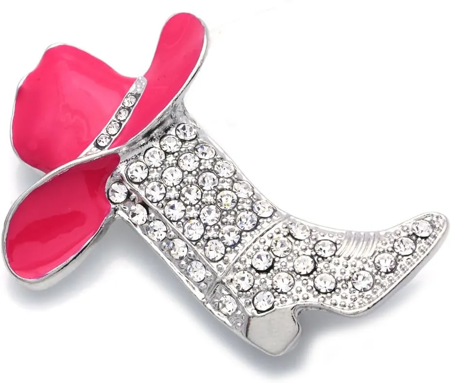 Lucky Charm Texas Western Cowboy Cowgirl Boots Brooch Hat Pin Charm Enamel Jewelry