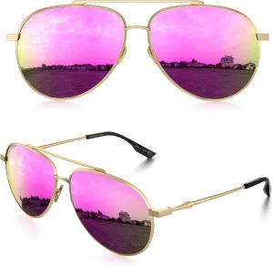 LUENX Aviator Sunglasses for Women Men Polarized Lens Trendy Sun Glasses - UV 400 Protection 60MM with Accessories Driving