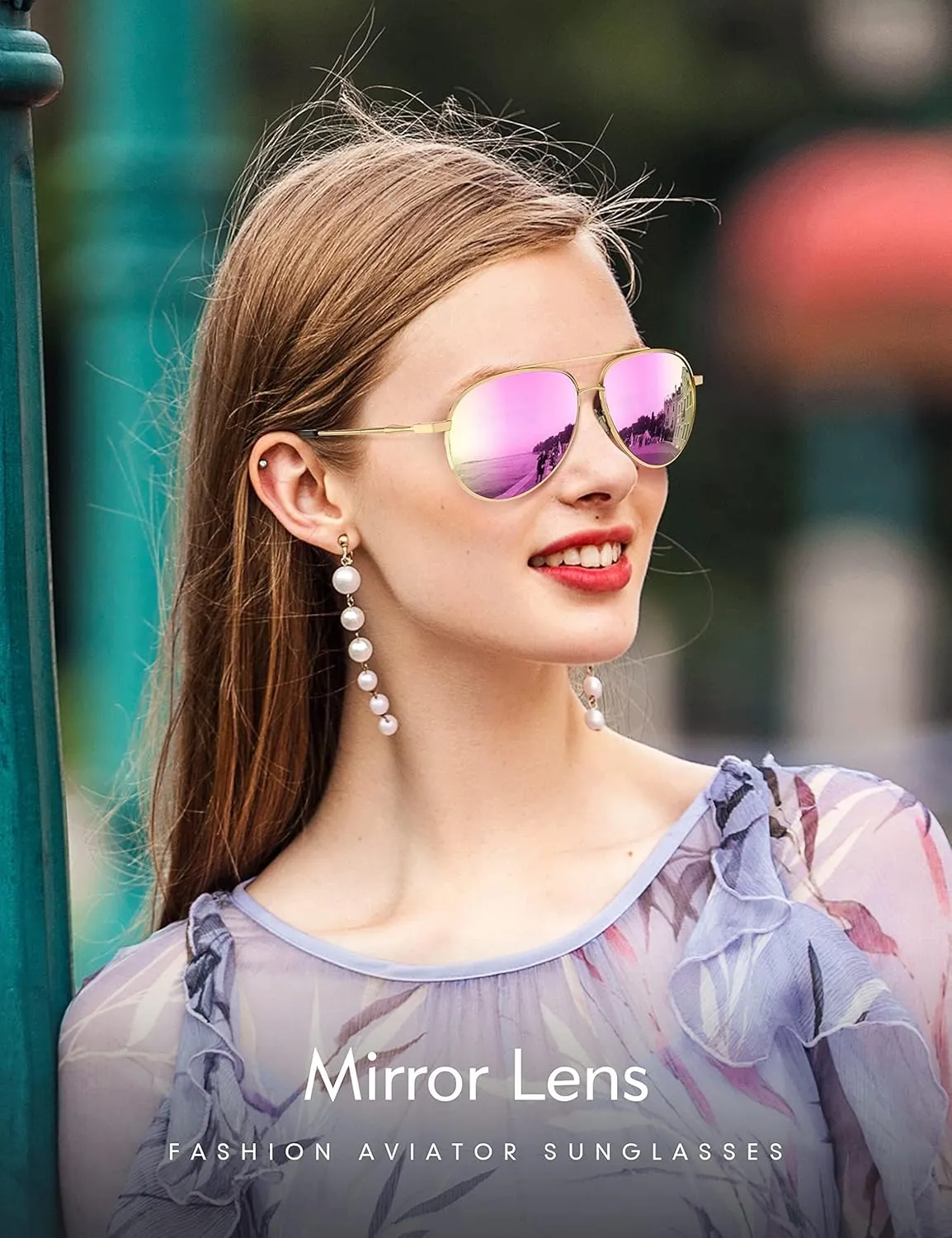 LUENX Aviator Sunglasses for Women Men Polarized Lens Trendy Sun Glasses - UV 400 Protection 60MM with Accessories Driving