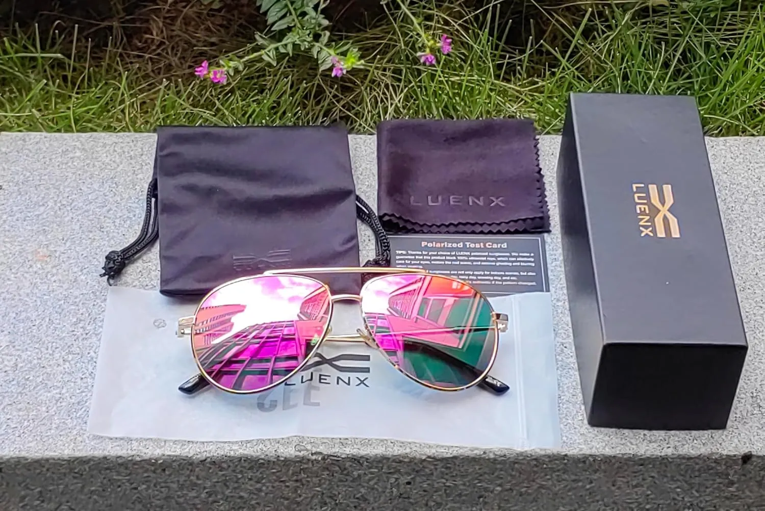 LUENX Aviator Sunglasses for Women Men Polarized Lens Trendy Sun Glasses - UV 400 Protection 60MM with Accessories Driving