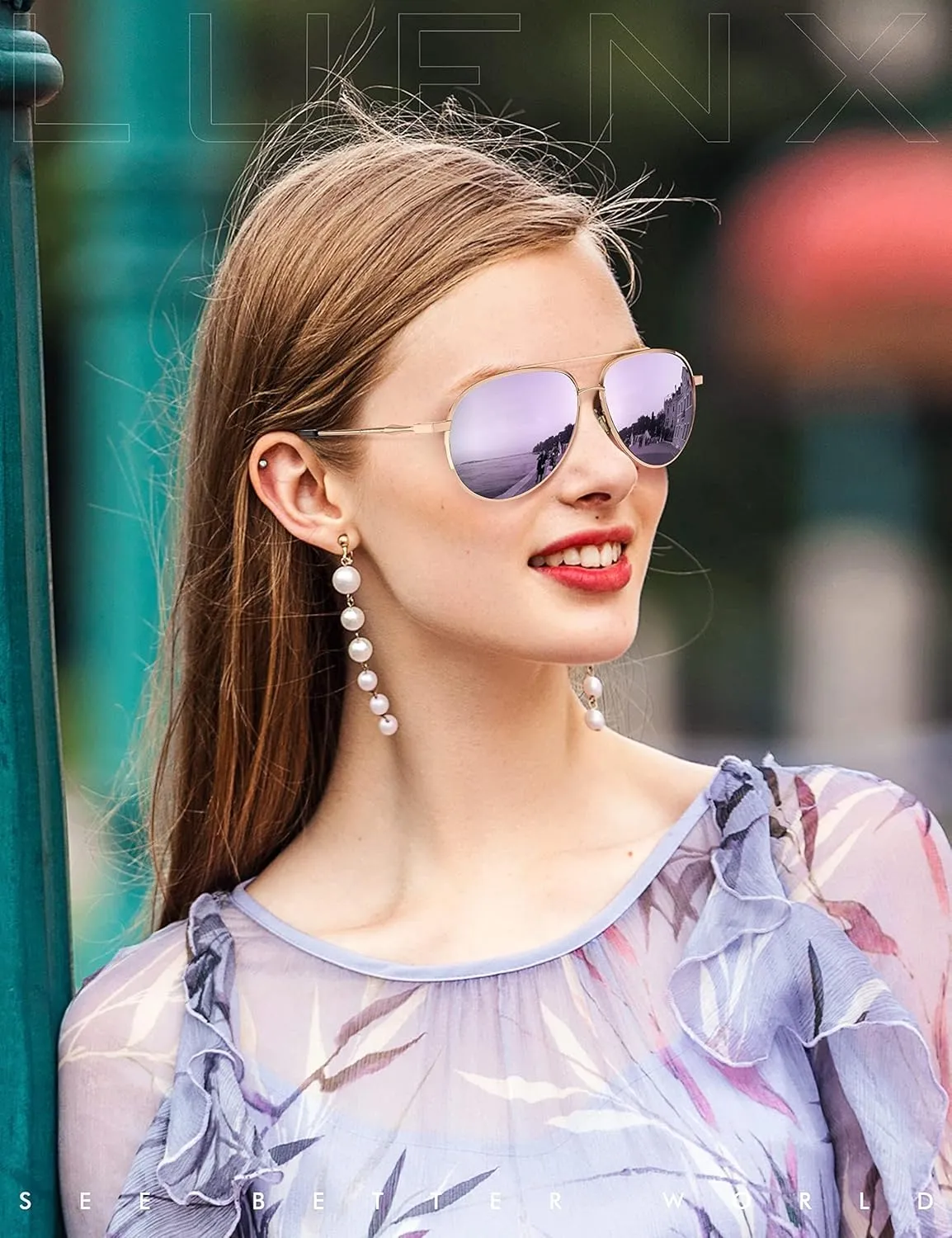 LUENX Aviator Sunglasses for Women Men Polarized Lens Trendy Sun Glasses - UV 400 Protection 60MM with Accessories Driving