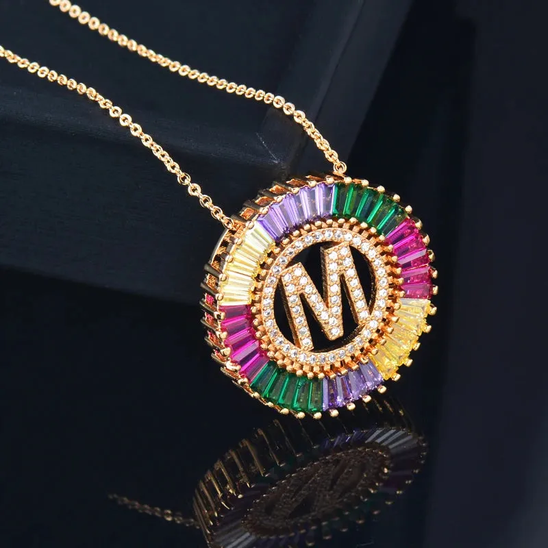Luxurious Colorful Cubic Zirconia S M B Letter Necklace For Women