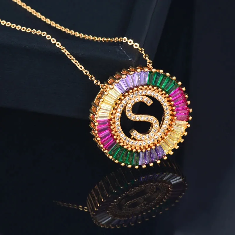Luxurious Colorful Cubic Zirconia S M B Letter Necklace For Women