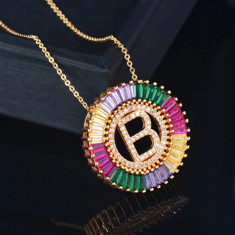 Luxurious Colorful Cubic Zirconia S M B Letter Necklace For Women