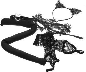 Luxurious Mask Set for Women's Halloween Costumes Choker Half-face Masks Hairband Black