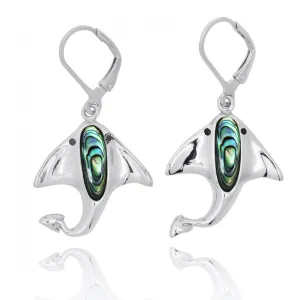Manta Ray Earrings with Abalone Shell