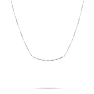Marco Bicego Goa Collection 18K White Gold Pave Diamond Bar Necklace