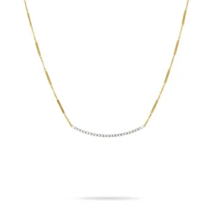Marco Bicego Goa Collection 18K Yellow Gold Pave Diamond Bar Necklace