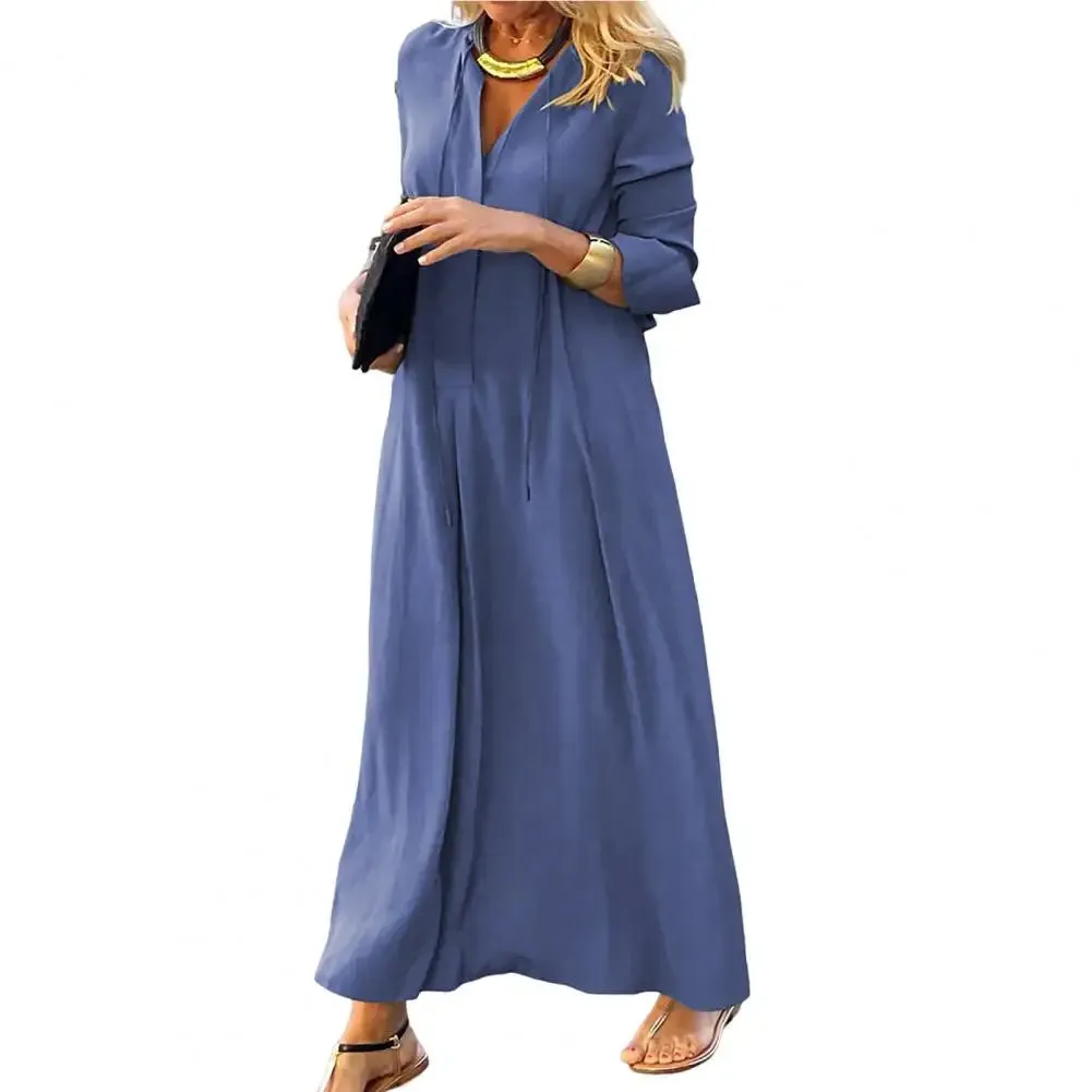Matilda - Graceful Lace-Up Maxi Dress for Women