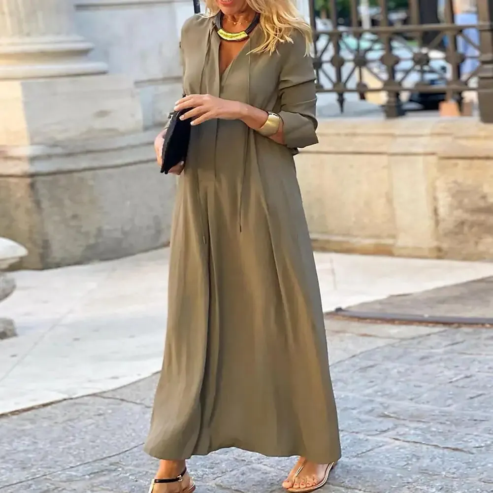 Matilda - Graceful Lace-Up Maxi Dress for Women