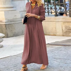 Matilda - Graceful Lace-Up Maxi Dress for Women