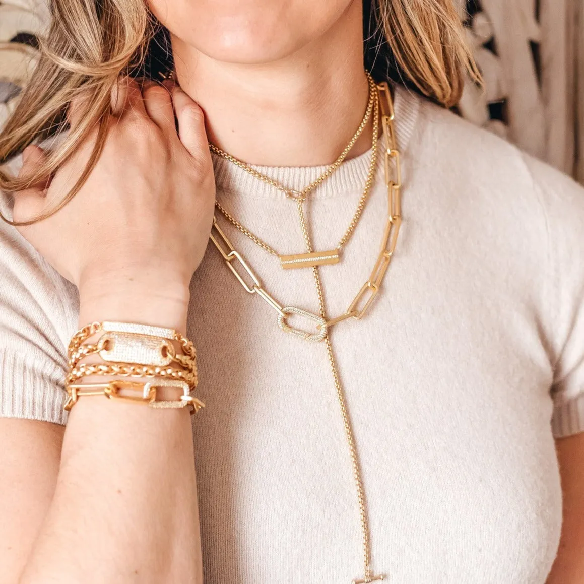 Matte Gold Bar Necklace