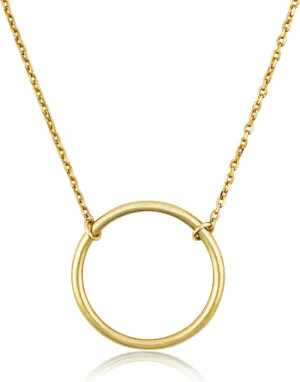 MAX   STONE 10k Yellow Gold Open Circle Pendant Necklace for Women | Real Gold Adjustable 16-18 Inch Dainty Karma Necklace