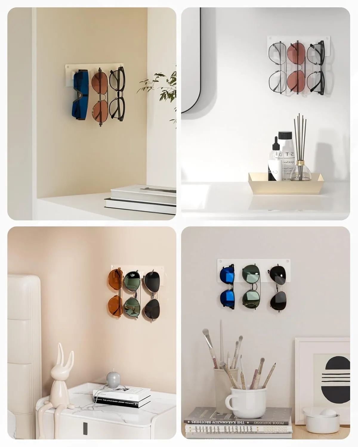 MaxGear Sunglasses Organizer Wall, Clear Acrylic Eyewear Display Rack for Multiple Glasses, Glasses Holder for Office & Home Decor, Unique Gift for Husband, Women & Girls (1 Pack)