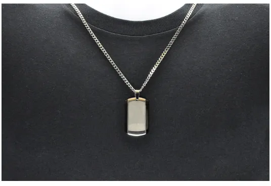 Men's Black Plated Stainless Steel Dog Tag Pendant