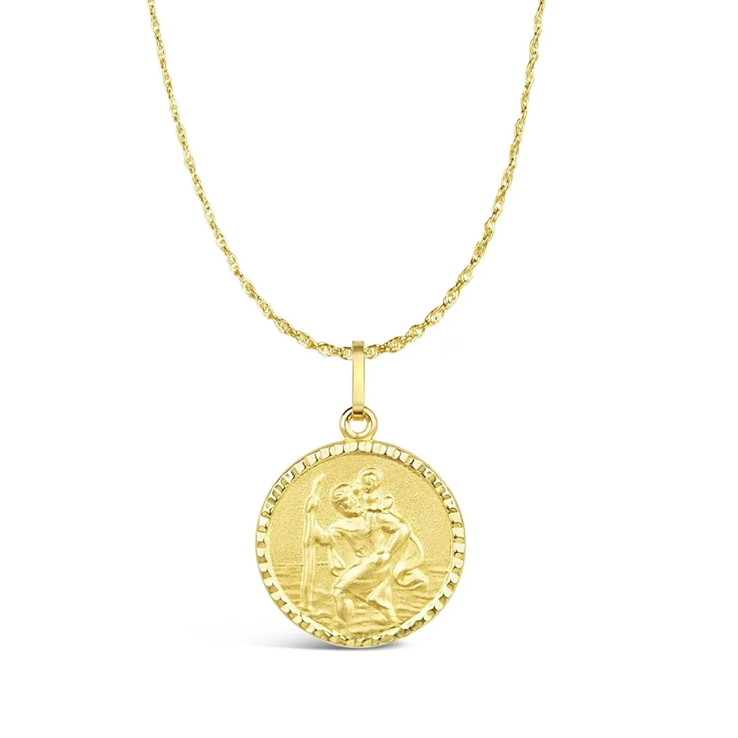 Men's St Christopher Necklace Solid Gold   Engraving