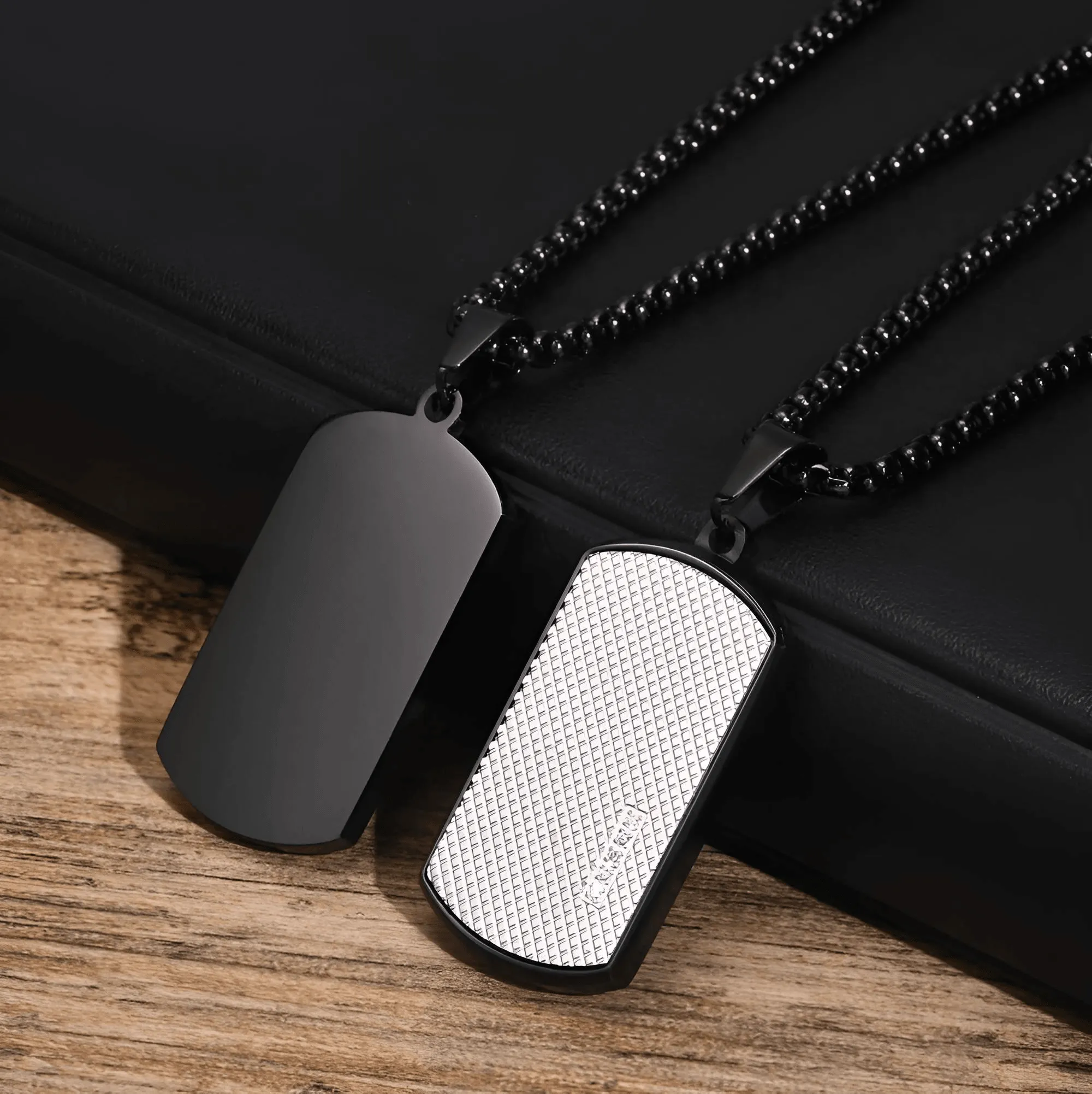 Men's Stainless Steel Dog Tag Pendant Necklace Geometric Dogtag Necklaces Gift for Him Jewelry