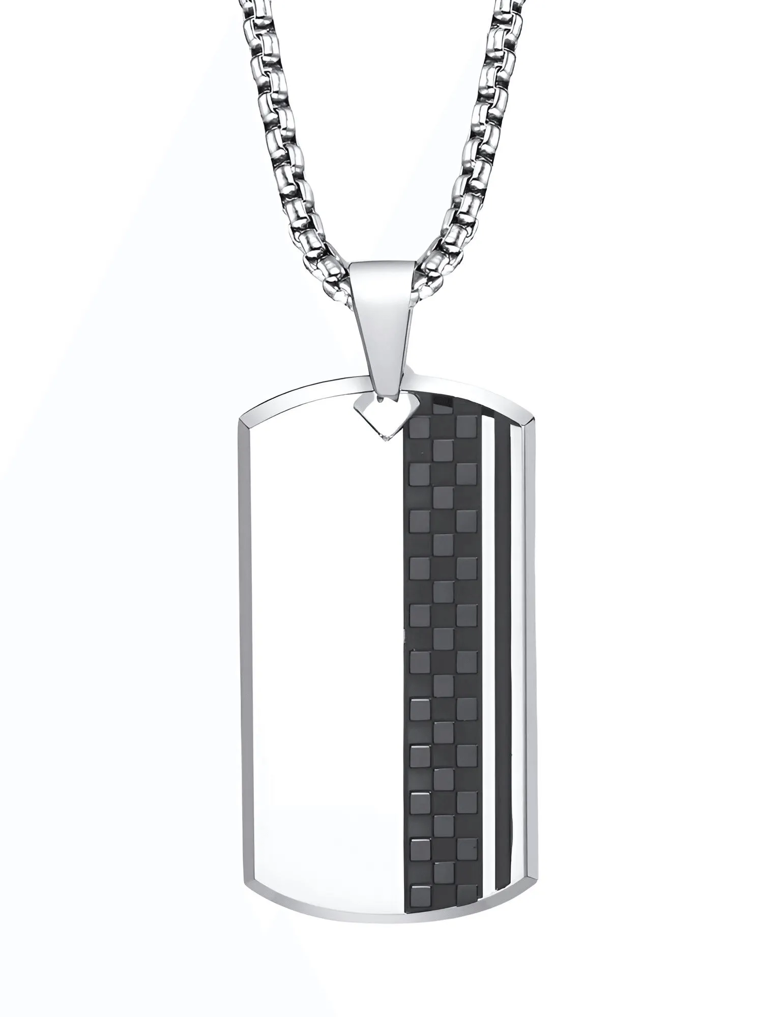 Men's Stainless Steel Dog Tag Pendant Necklace Geometric Dogtag Necklaces Gift for Him Jewelry