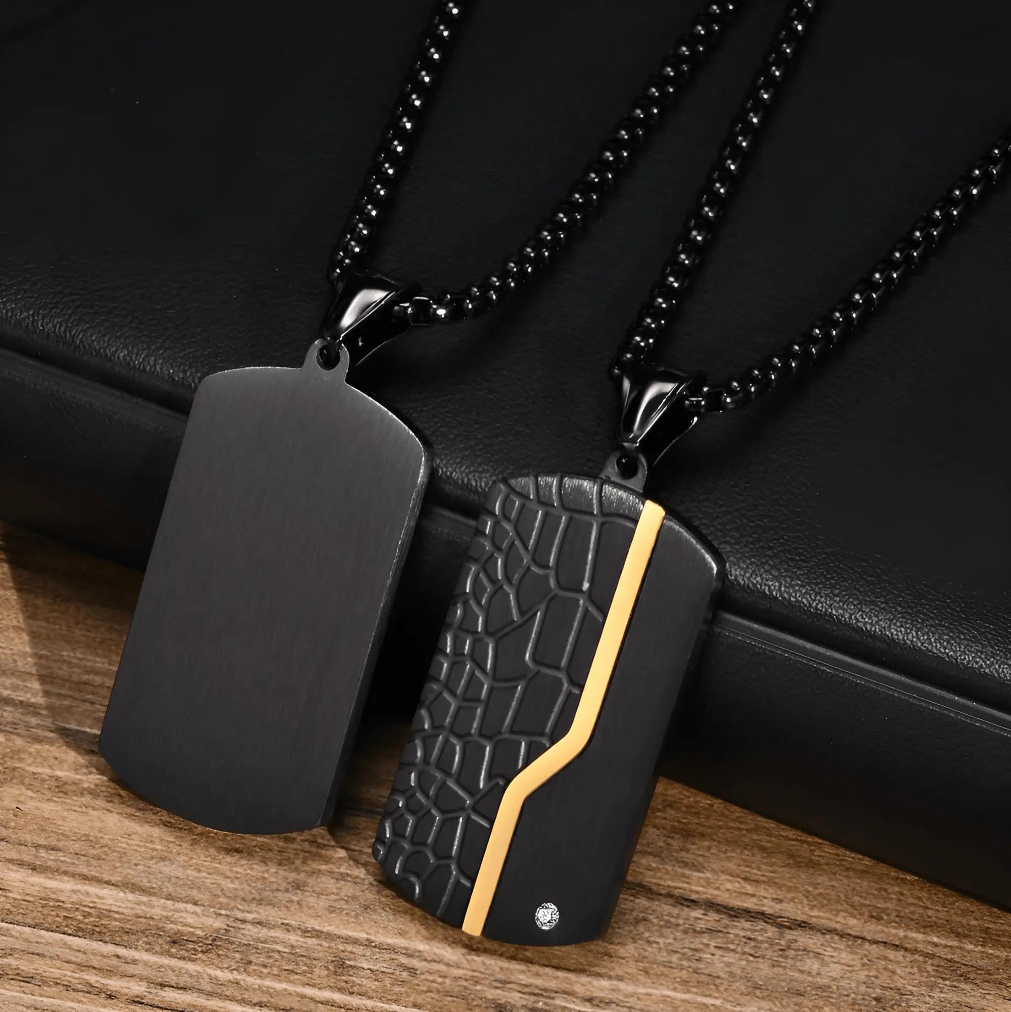 Men's Stainless Steel Dog Tag Pendant Necklace Geometric Dogtag Necklaces Gift for Him Jewelry
