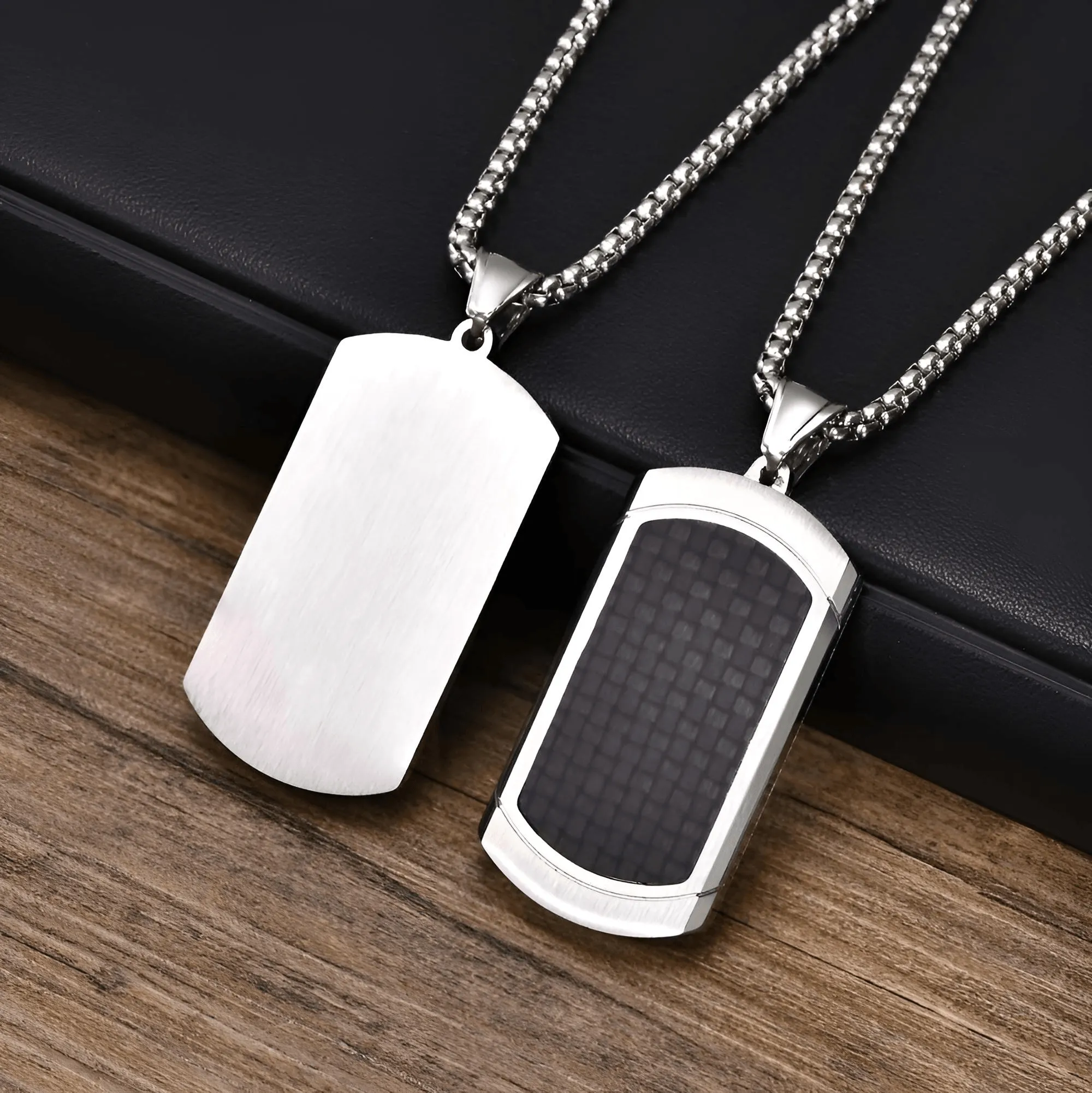 Men's Stainless Steel Dog Tag Pendant Necklace Geometric Dogtag Necklaces Gift for Him Jewelry