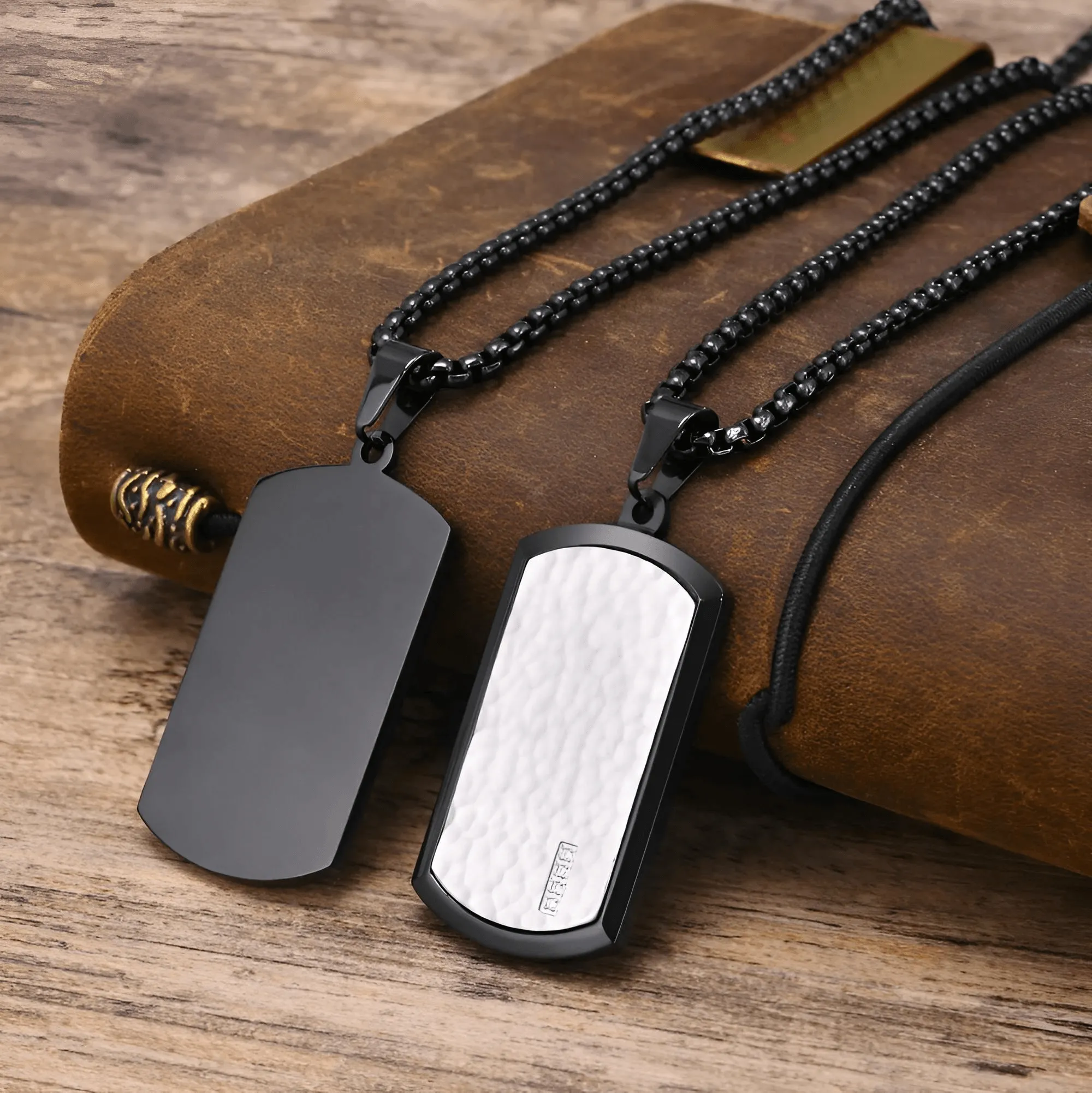 Men's Stainless Steel Dog Tag Pendant Necklace Geometric Dogtag Necklaces Gift for Him Jewelry
