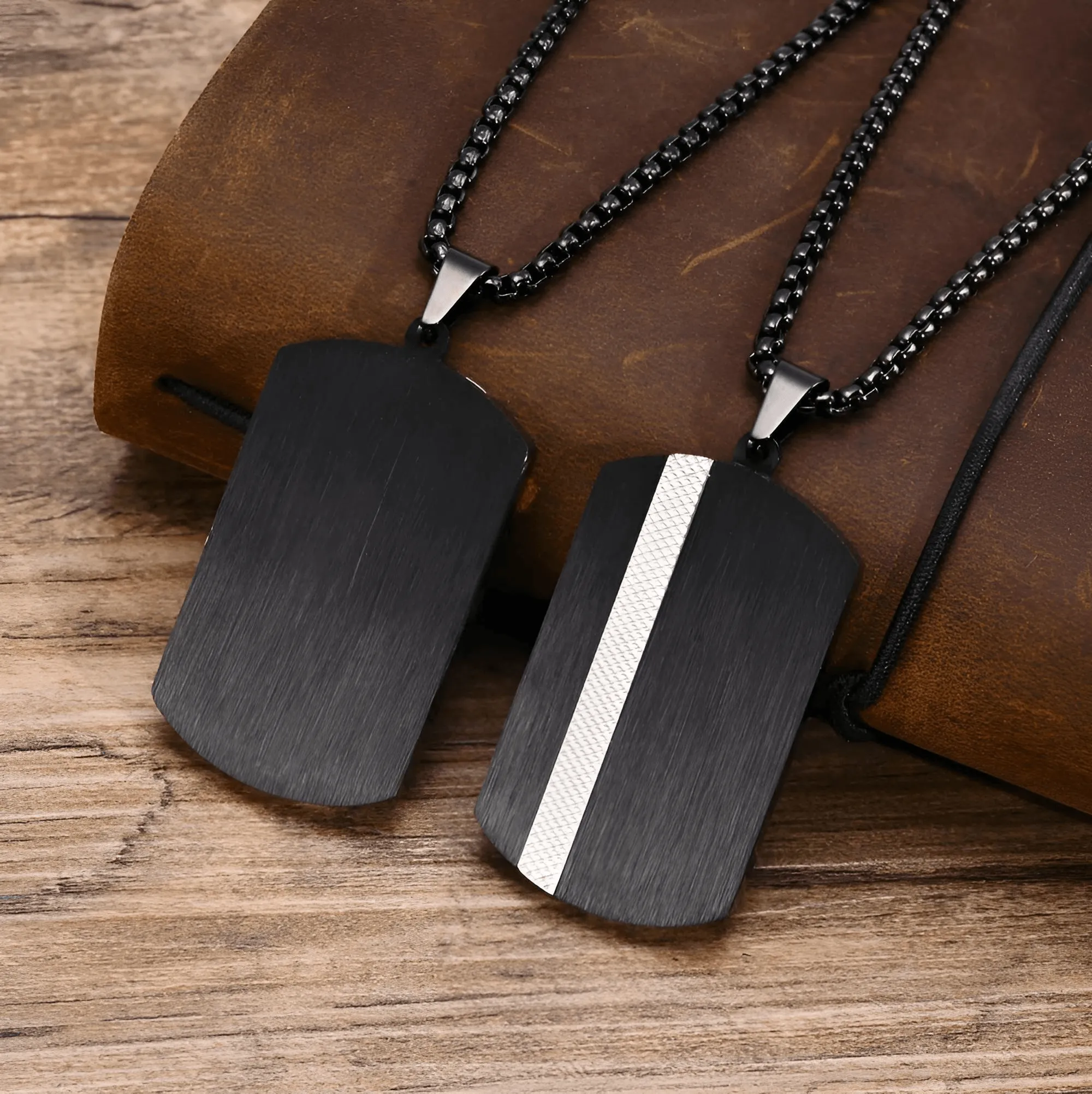 Men's Stainless Steel Dog Tag Pendant Necklace Geometric Dogtag Necklaces Gift for Him Jewelry