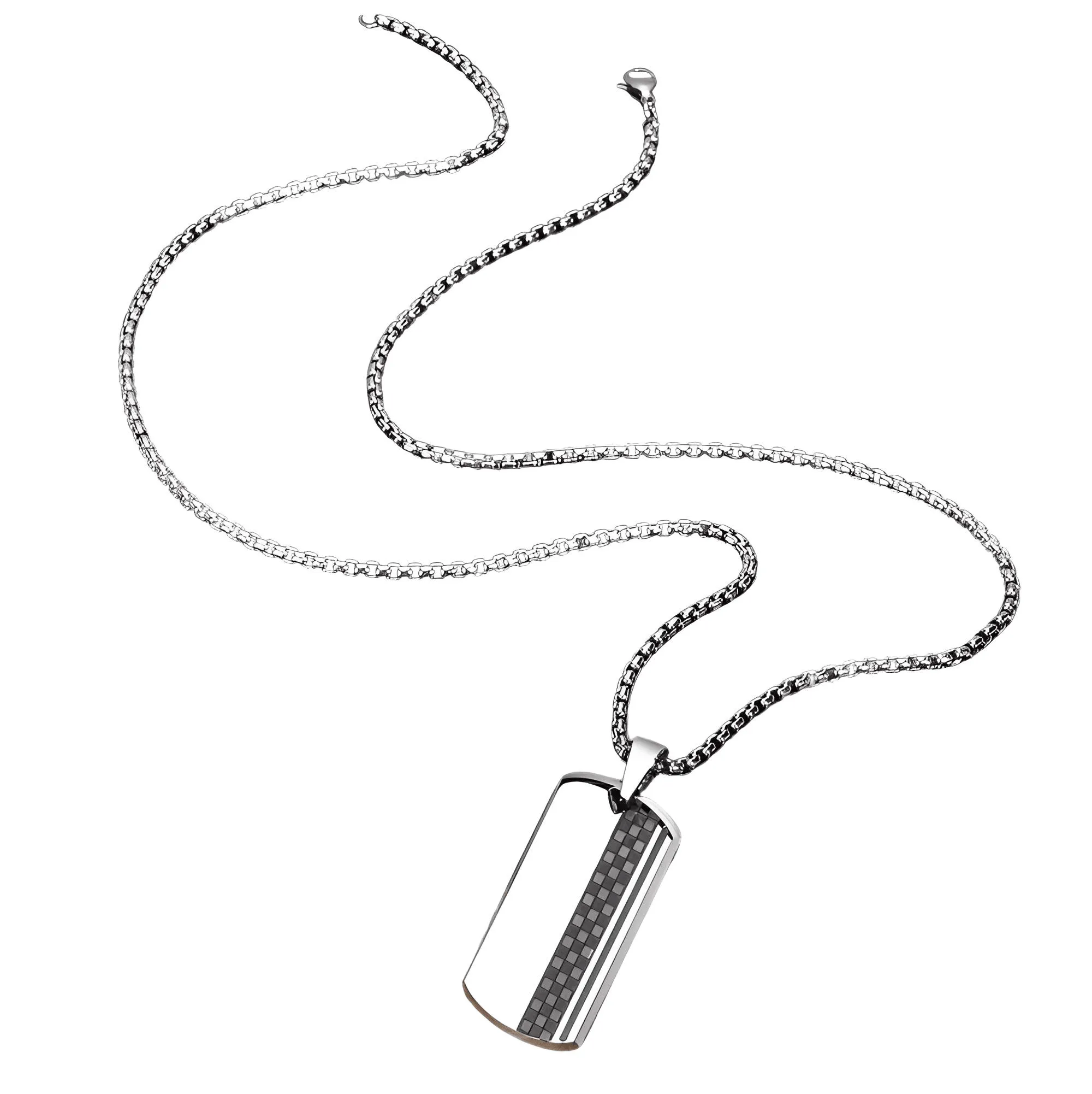 Men's Stainless Steel Dog Tag Pendant Necklace Geometric Dogtag Necklaces Gift for Him Jewelry