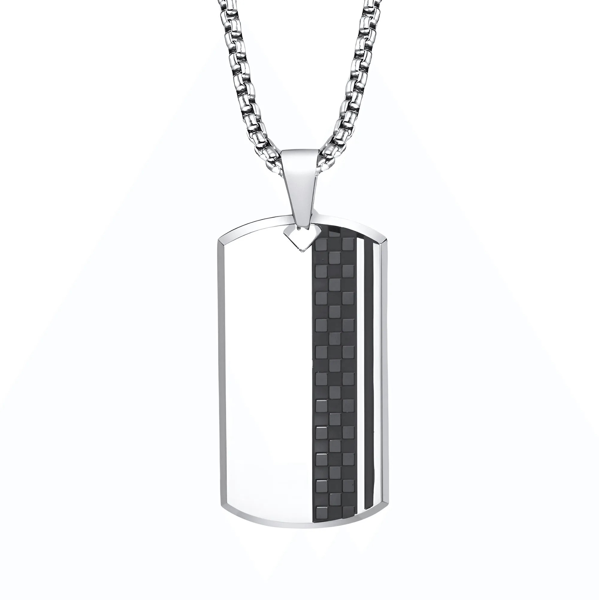 Men's Stainless Steel Dog Tag Pendant Necklace Geometric Dogtag Necklaces Gift for Him Jewelry