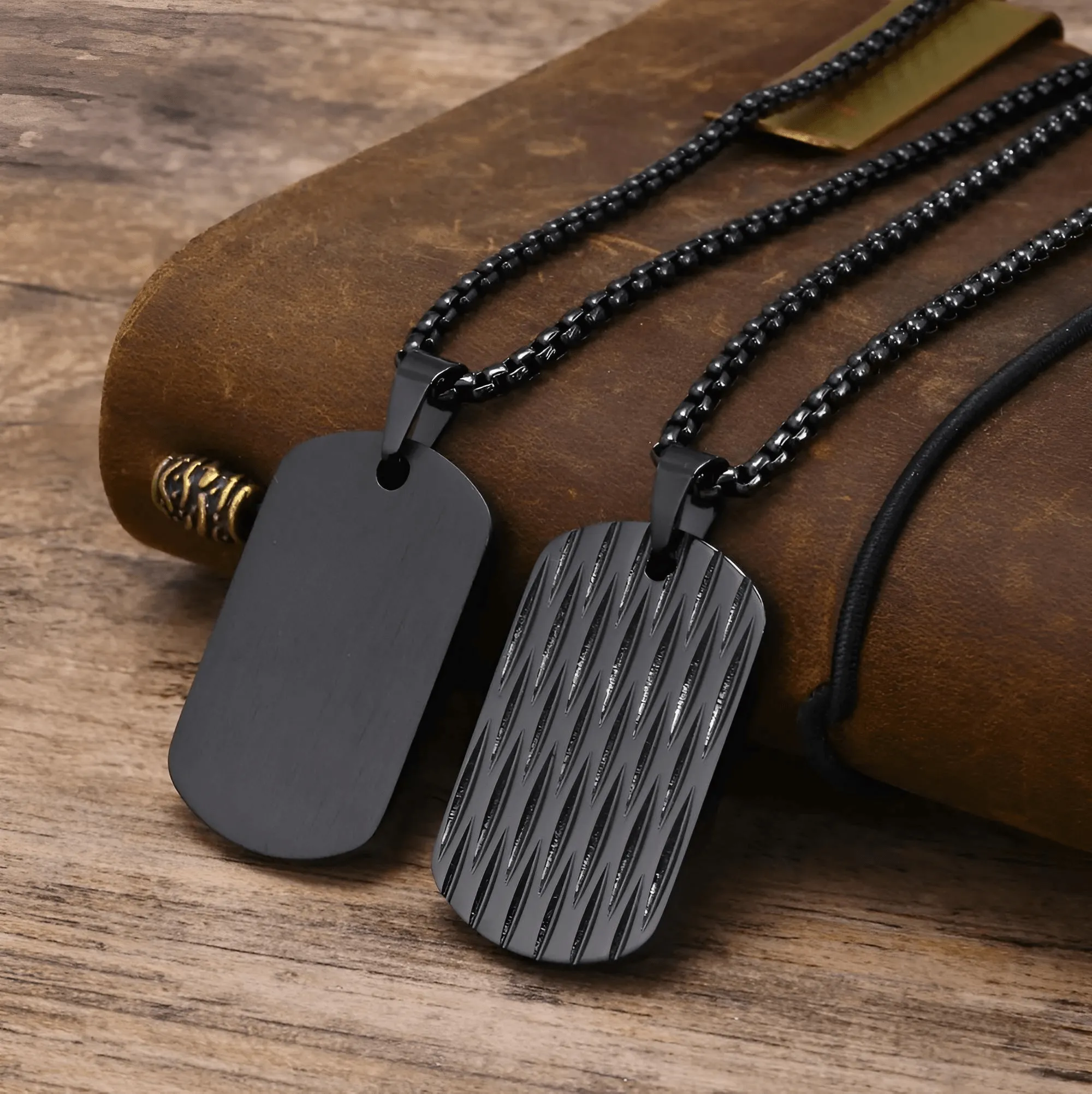 Men's Stainless Steel Dog Tag Pendant Necklace Geometric Dogtag Necklaces Gift for Him Jewelry
