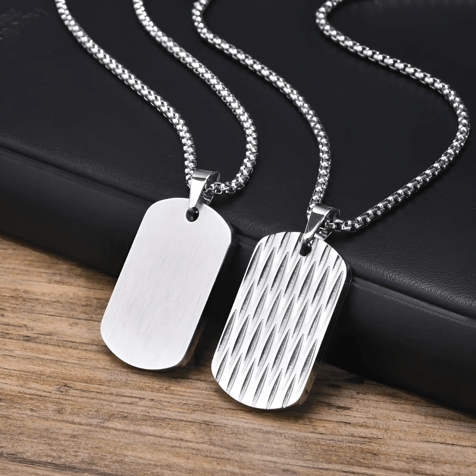 Men's Stainless Steel Dog Tag Pendant Necklace Geometric Dogtag Necklaces Gift for Him Jewelry