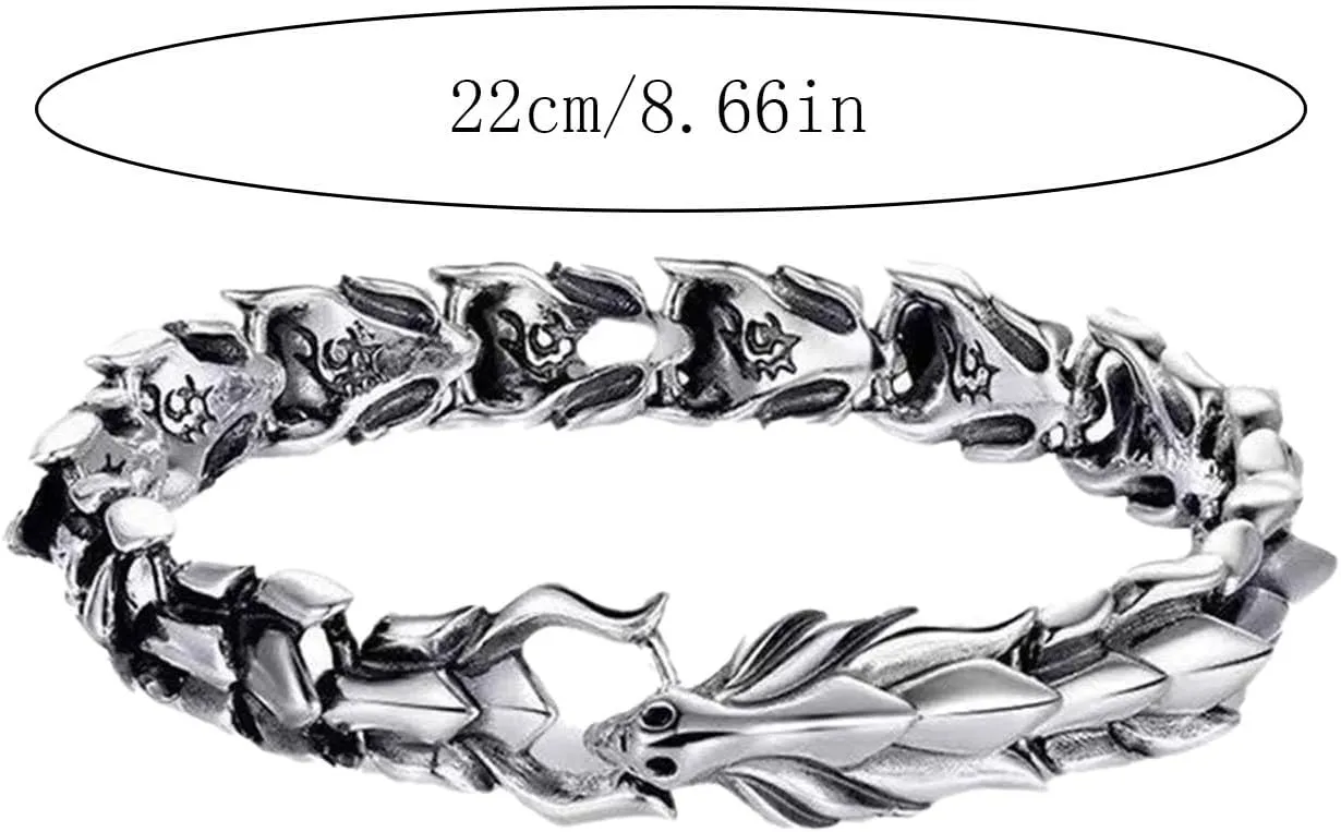 Mens Stainless Steel Wolf Head Link Curb Chain Bracelet with Spring Ring Clasp Gold Bracelets