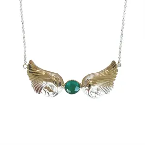Mermaid Tail Sterling Silver Necklace with Green Apatite