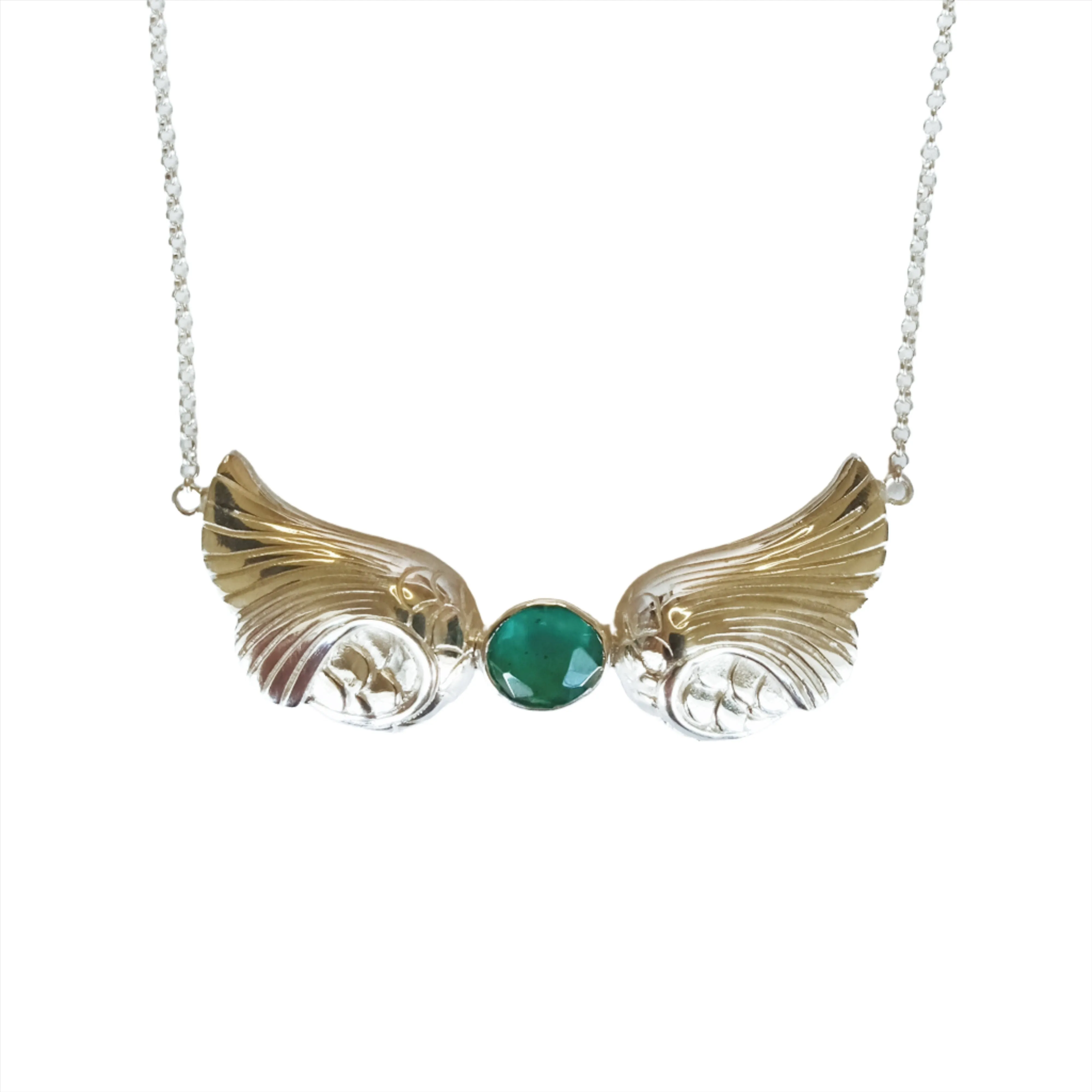 Mermaid Tail Sterling Silver Necklace with Green Apatite