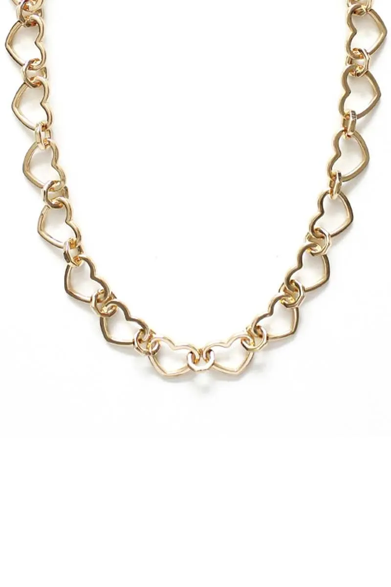 Metal Heart Link Chain Necklace