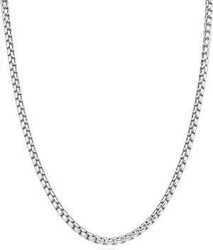 Miabella Solid 925 Sterling Silver Italian 3.5mm Square Link Round Box Chain Necklace for Women Men, Made in Italy