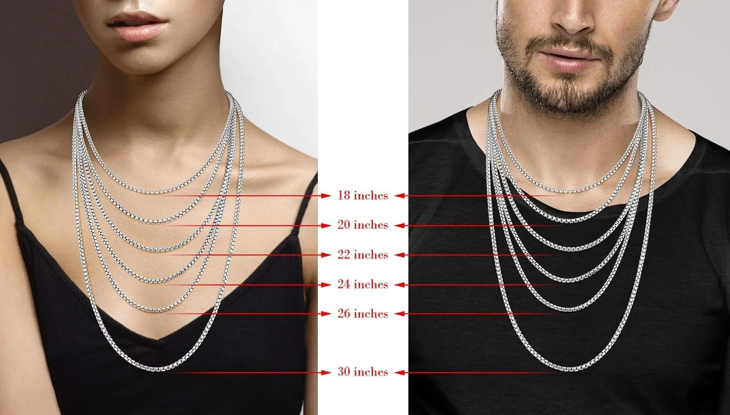 Miabella Solid 925 Sterling Silver Italian 3.5mm Square Link Round Box Chain Necklace for Women Men, Made in Italy