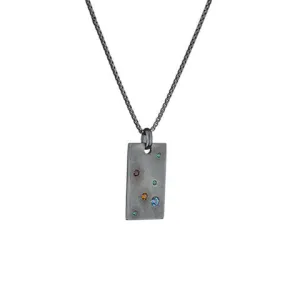 Midnight Signet Silver Necklace w. Zirconias