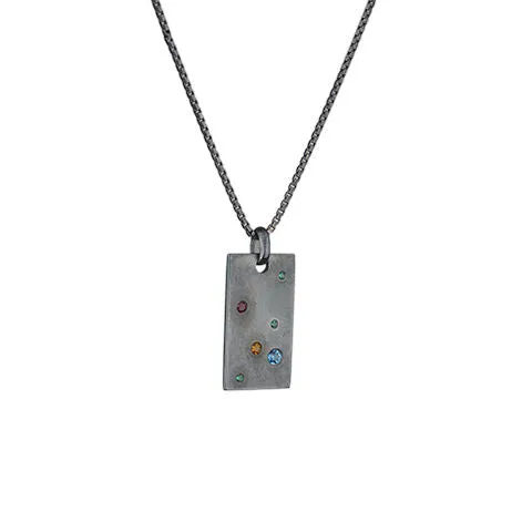 Midnight Signet Silver Necklace w. Zirconias