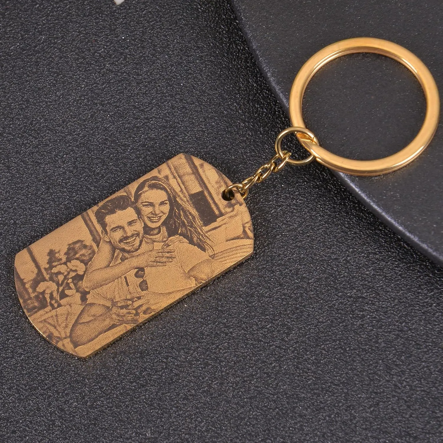 Military Style Photo Engraved Keychain | Personalized Dog Tag Photo Keychain | Custom Photo Engraved Key Ring