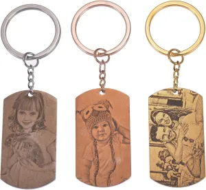 Military Style Photo Engraved Keychain | Personalized Dog Tag Photo Keychain | Custom Photo Engraved Key Ring