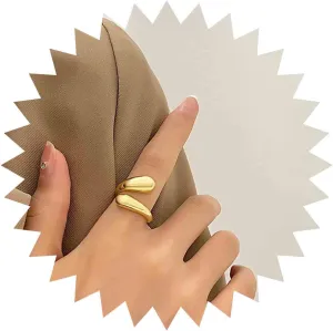 Minimalist Chunky Geometric Dome Ring Polished Adjustable Gold Ring Thick Metal Wrap Ring Twisted Open Finger Rings Stackable Geometric Finger Ring Statement Ring Jewelry for Women