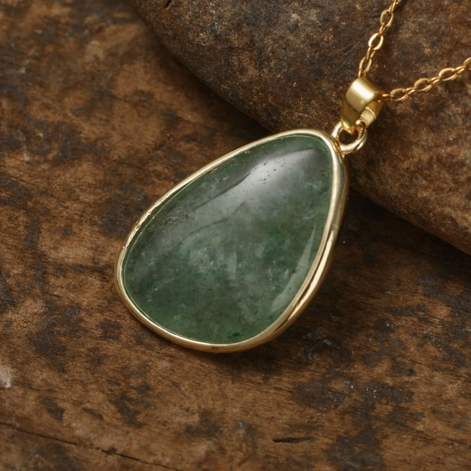 Minimalist Gold Necklace With Natural Gemstone Pendant