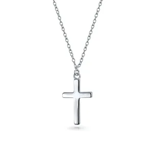 Minimalist Religious Cross Pendant Necklace in Rose Gold Plated Sterling Silver